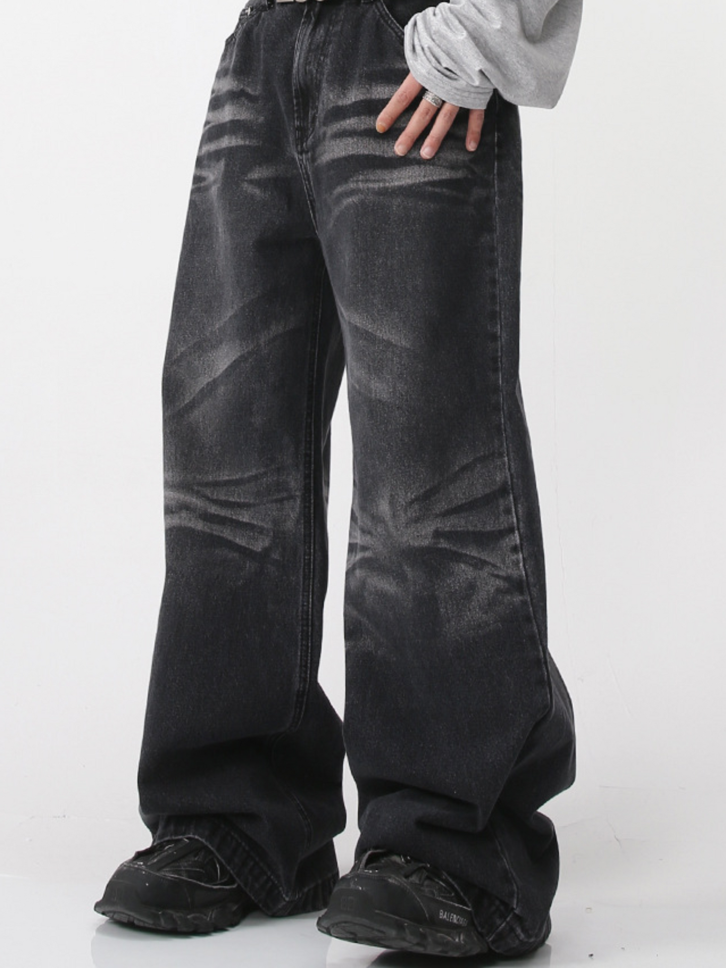 Washed Whisker Wide Denim (2color)