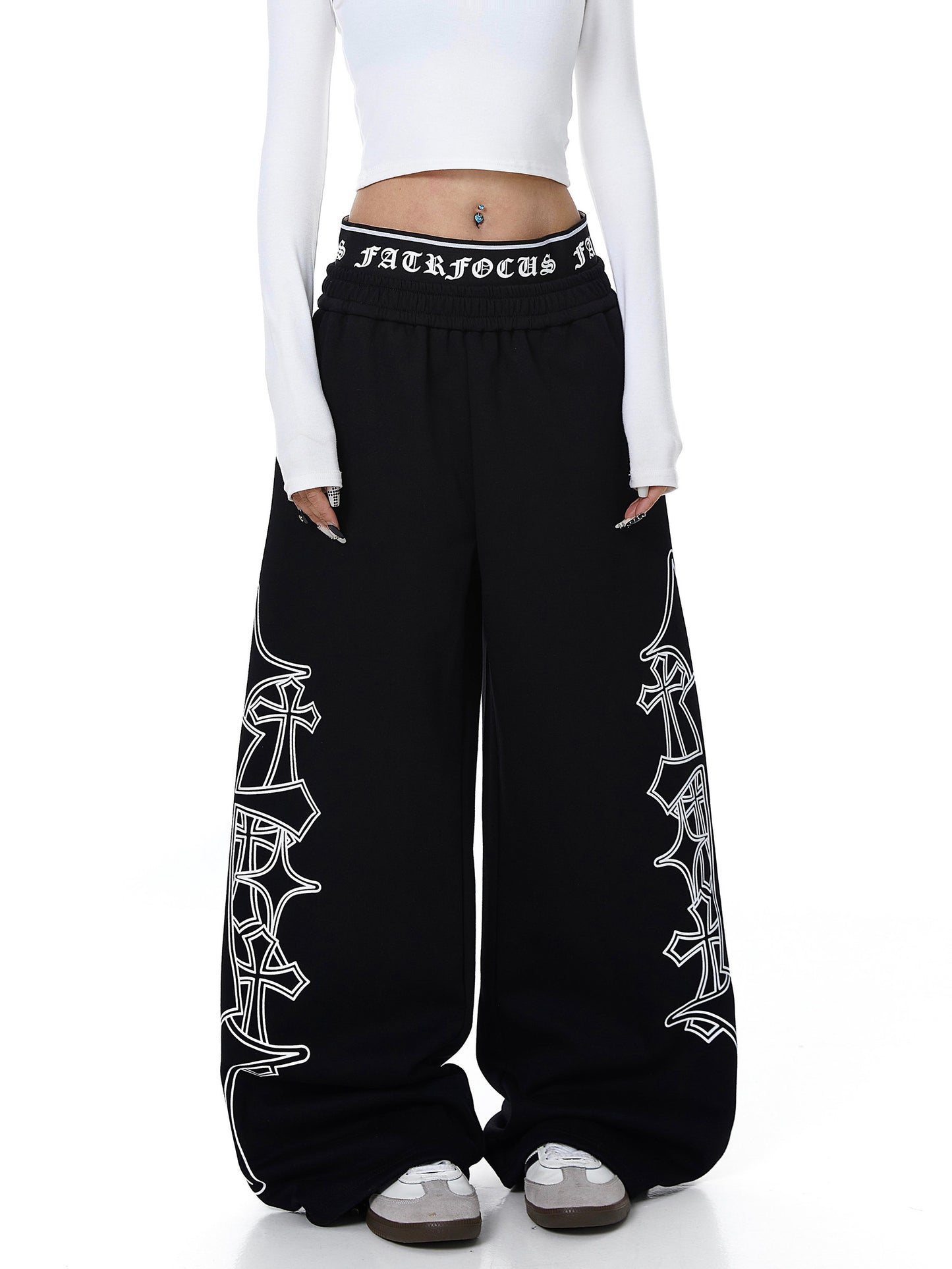Waistband Cross Graphic Sweatpants (2color)