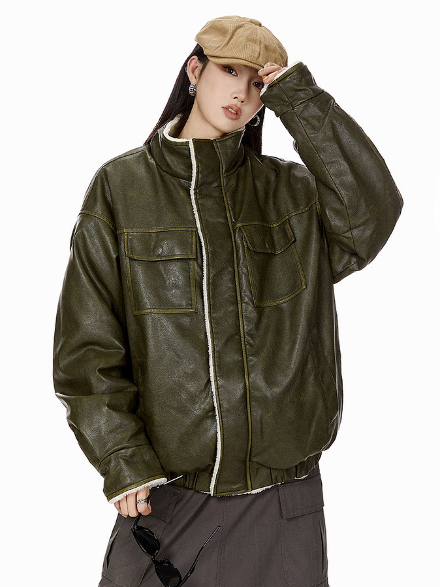 Boa Lining Leather Jacket (3color)