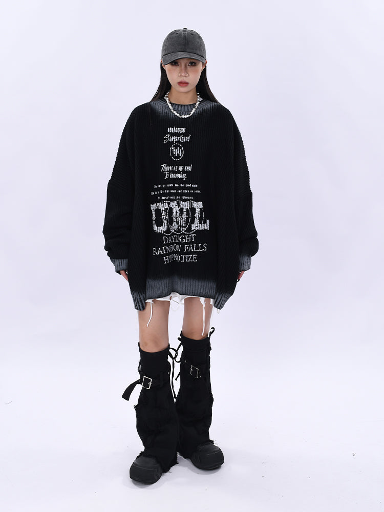 Sentence Gradation Knit Sweater (3color)