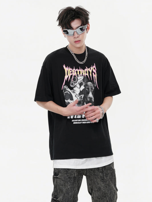 Doberman Print T-shirt (2color)