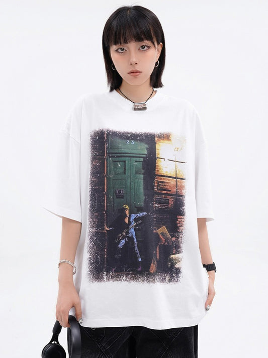 Rock Printing T-shirt (2color)