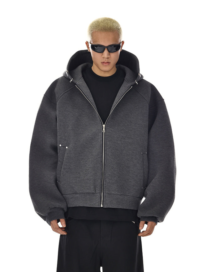 Pierced Boxy Zip Hoodie (2color)