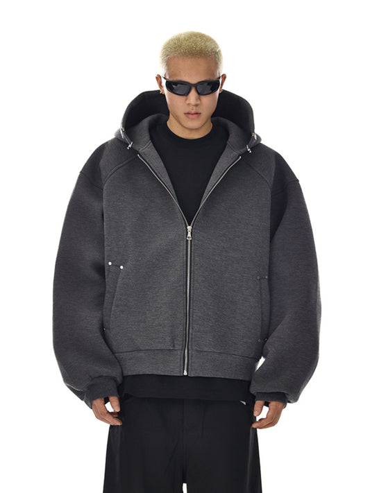 Pierced Boxy Zip Hoodie (2color)