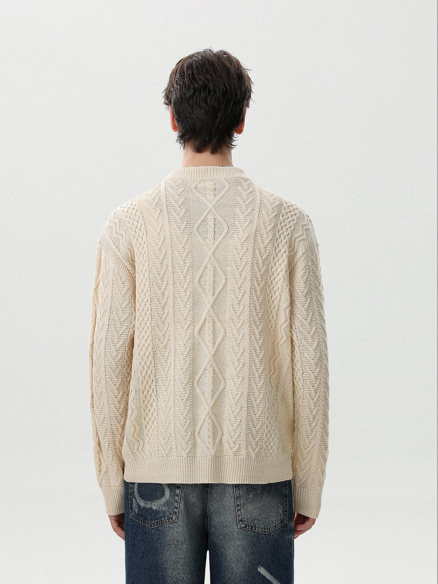 Henley Cable Knit Sweater (2color)