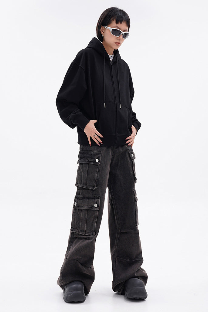 Baggy Denim Cargo Pants (2color)