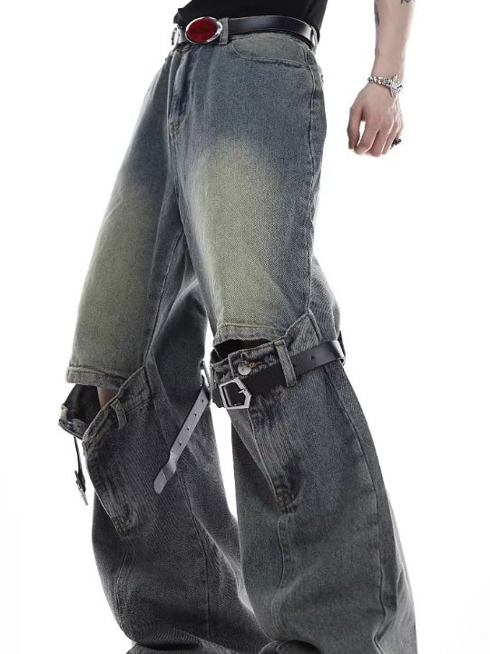 BELT GIMMICK WASHED DENIM (2COLOR)