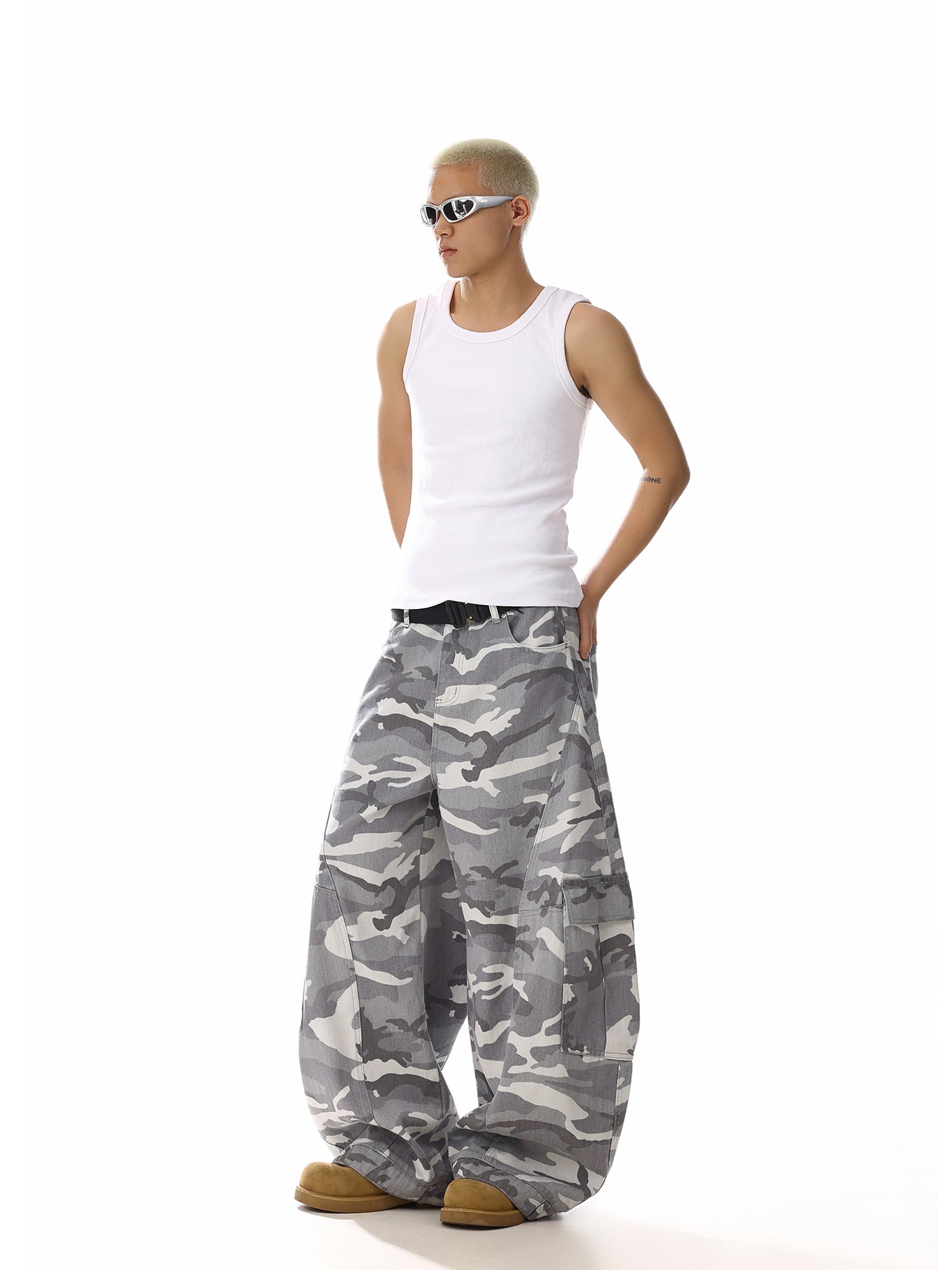White Camoflage Cargo Denim