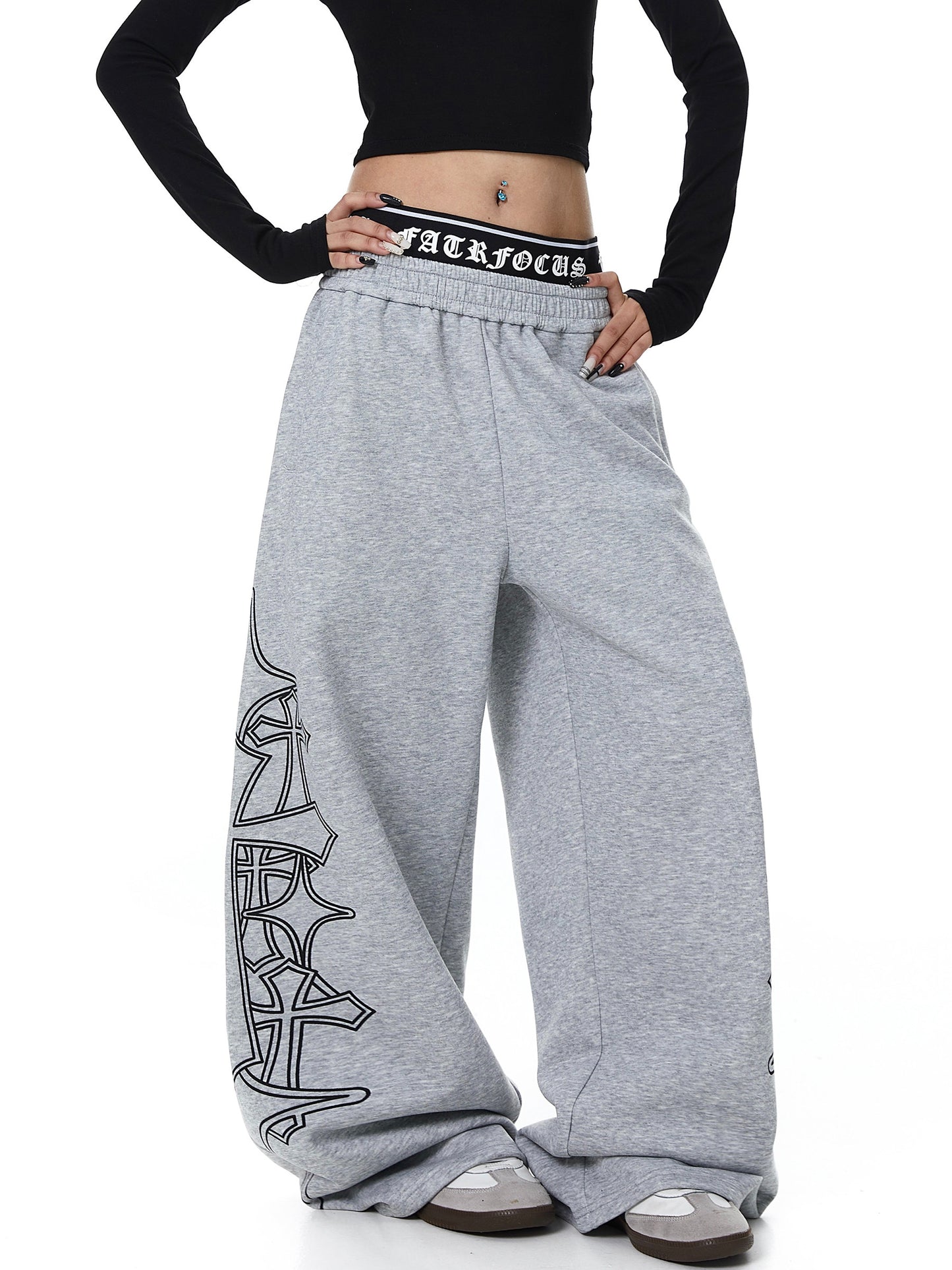Waistband Cross Graphic Sweatpants (2color)