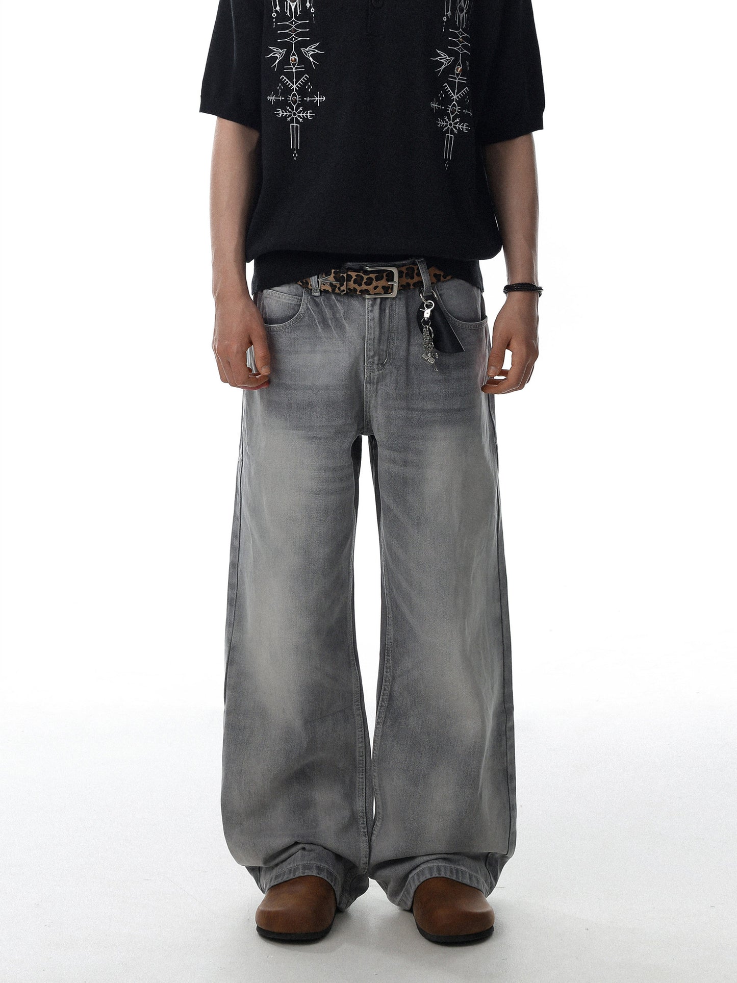 Washed Gray Baggy Denim