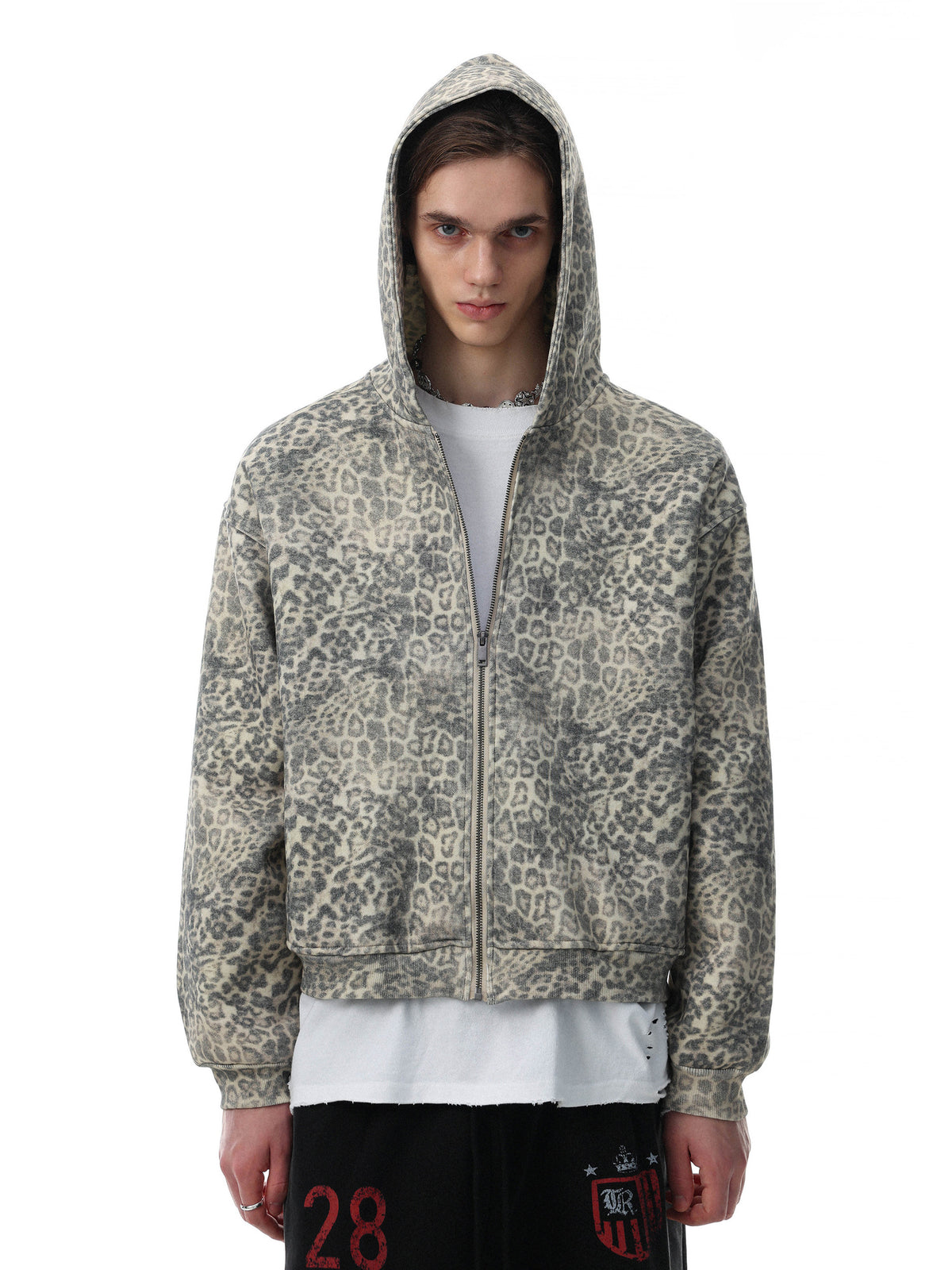 Heavy Leopard Boxy Zip-Hoodie