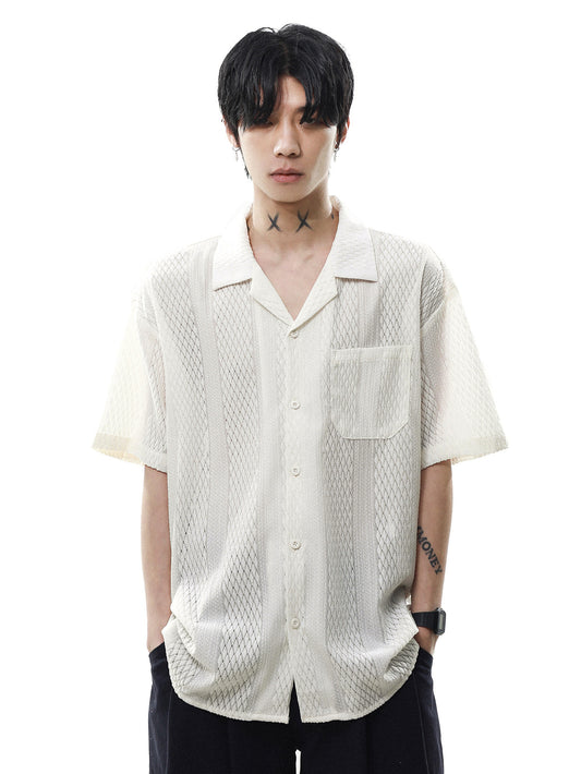 Sheer Half Sleeve Shirt (2color)