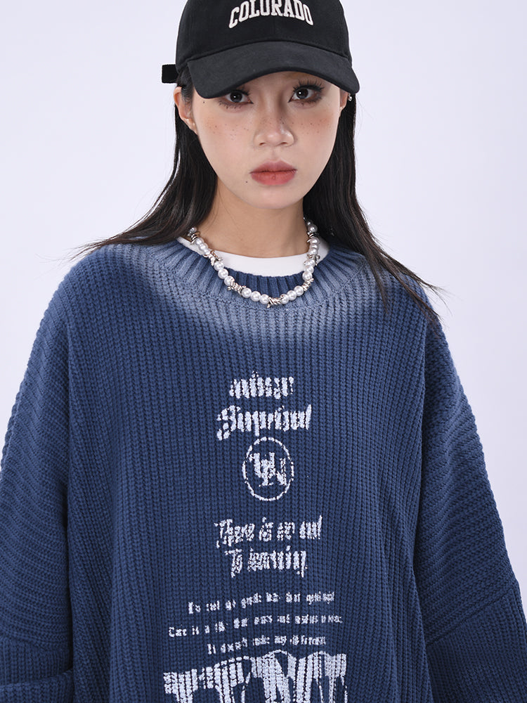 Sentence Gradation Knit Sweater (3color)