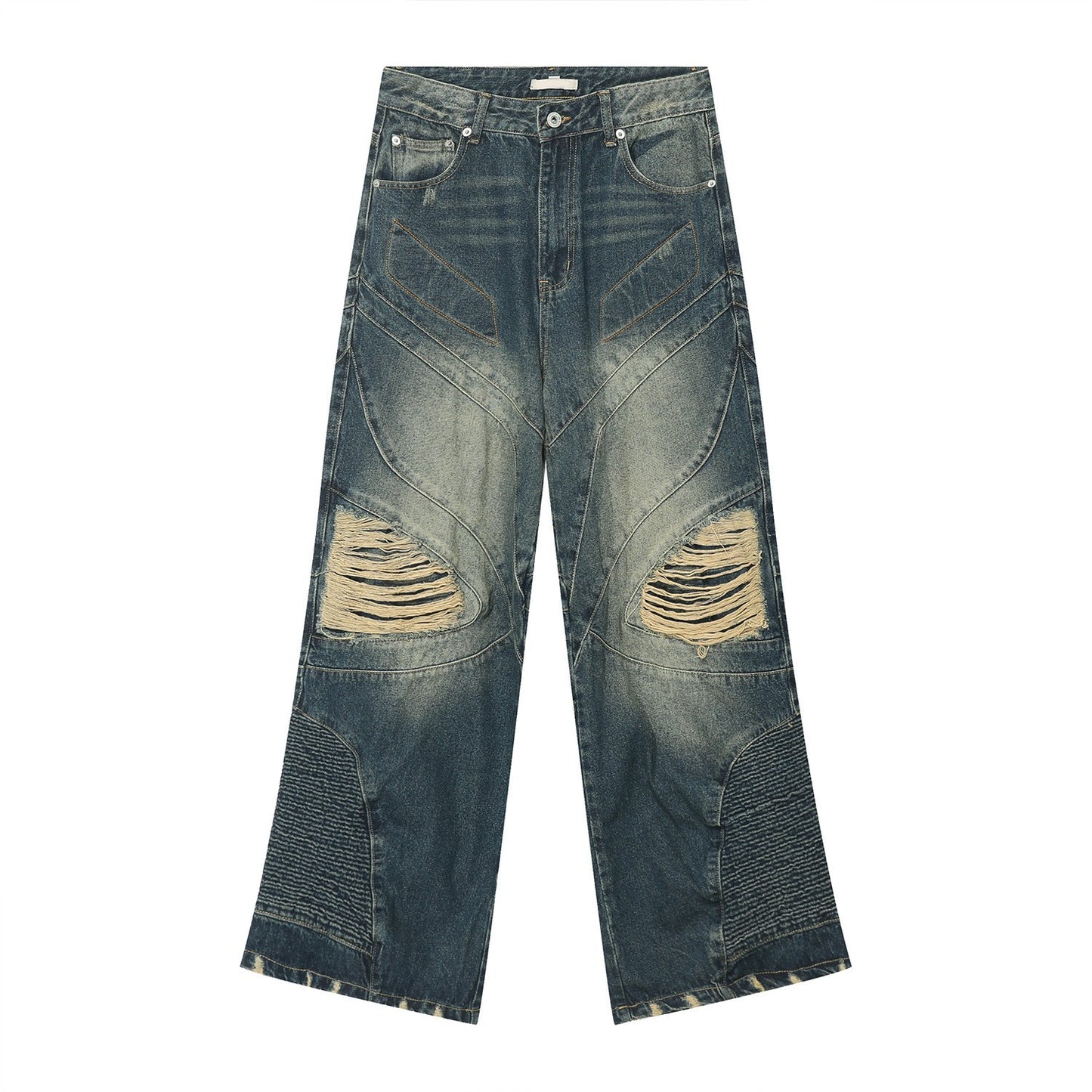 VINTAGE DISTRESSESD DESIGN WIDE DENIM