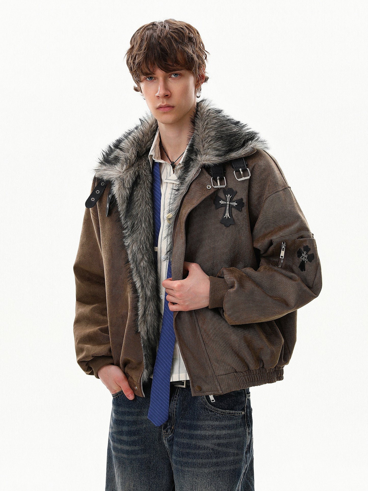 Cross Buckle Fur Jacket (2color)