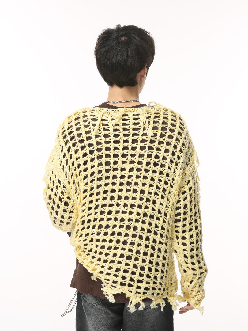 DAMAGE MESH DESIGN KNIT (3COLOR)