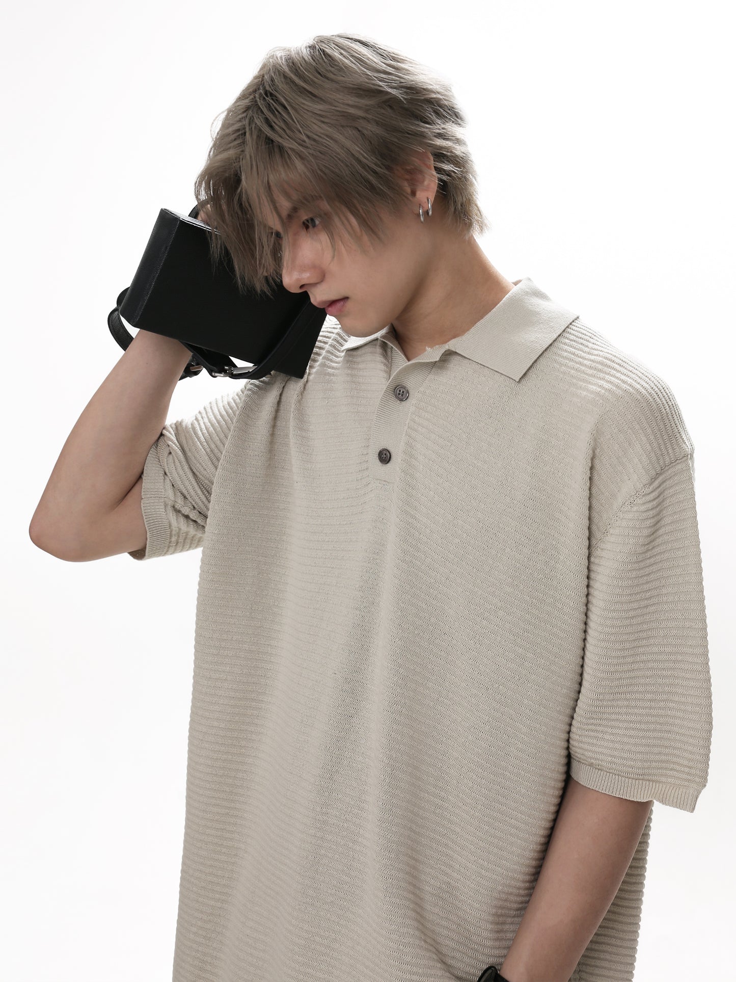 Rib Knit Polo T-shirt (3color)