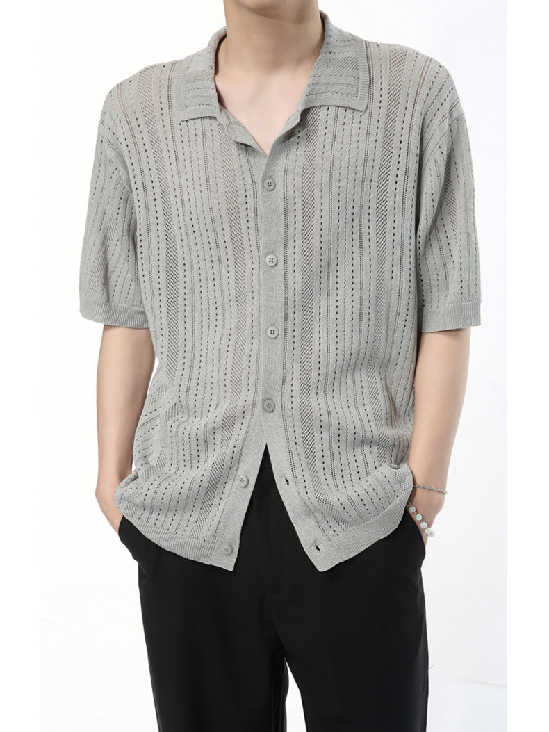 Open coller Krochet Shirt (3color)