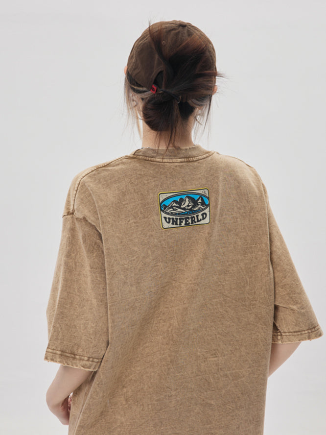 Retro Washed Moto T-shirt (3color)