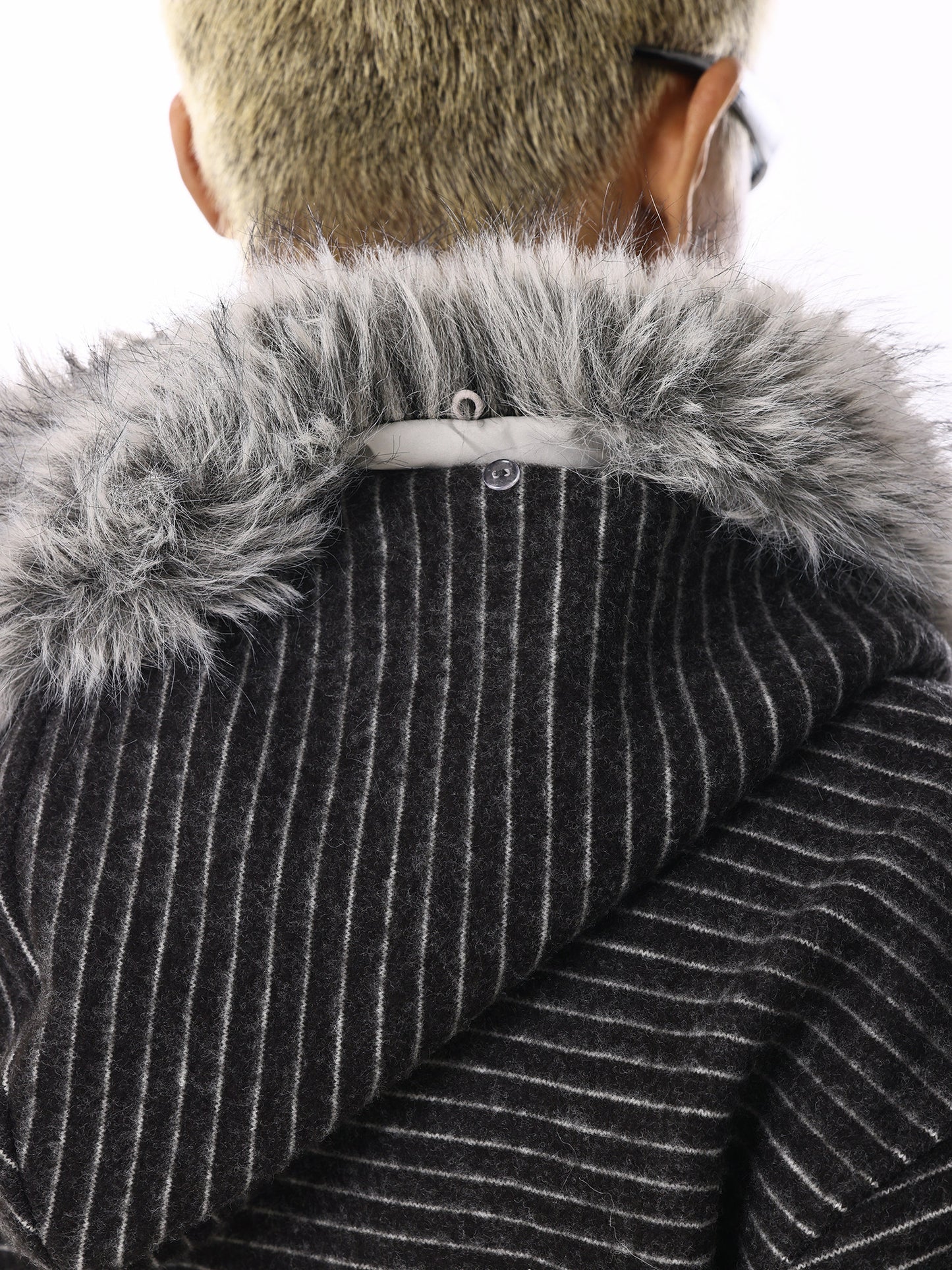 Striped Fur Hood Hoodie