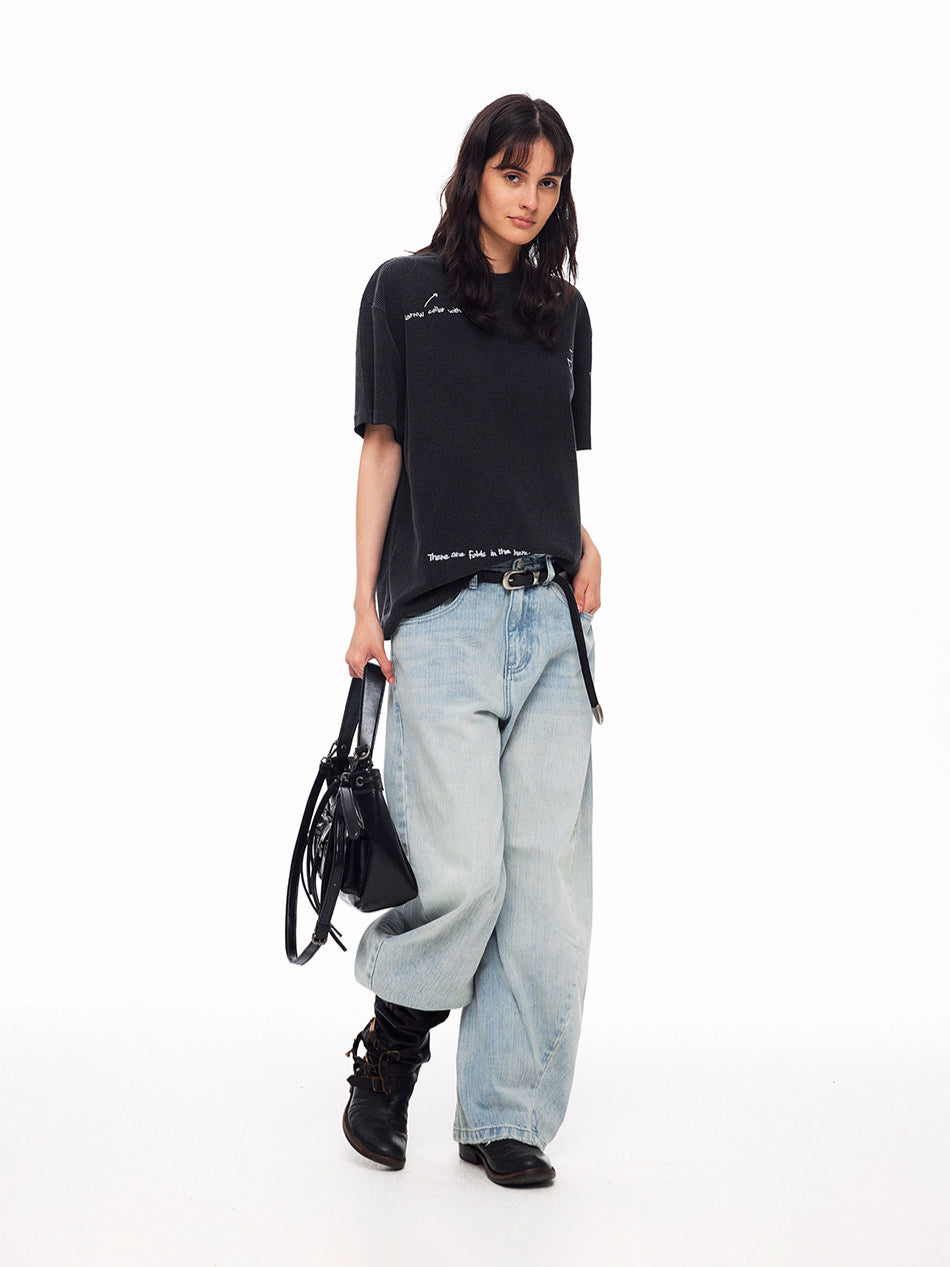 Vintage Cross-Studs Wide Leg Jeans