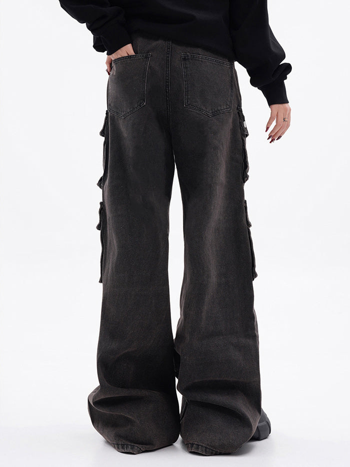 Baggy Denim Cargo Pants (2color)