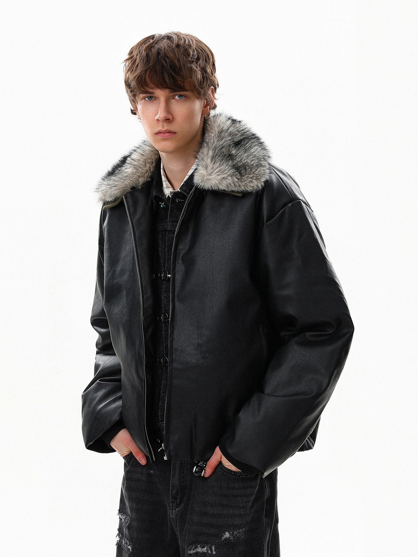 Fur Collar Leather Blouson