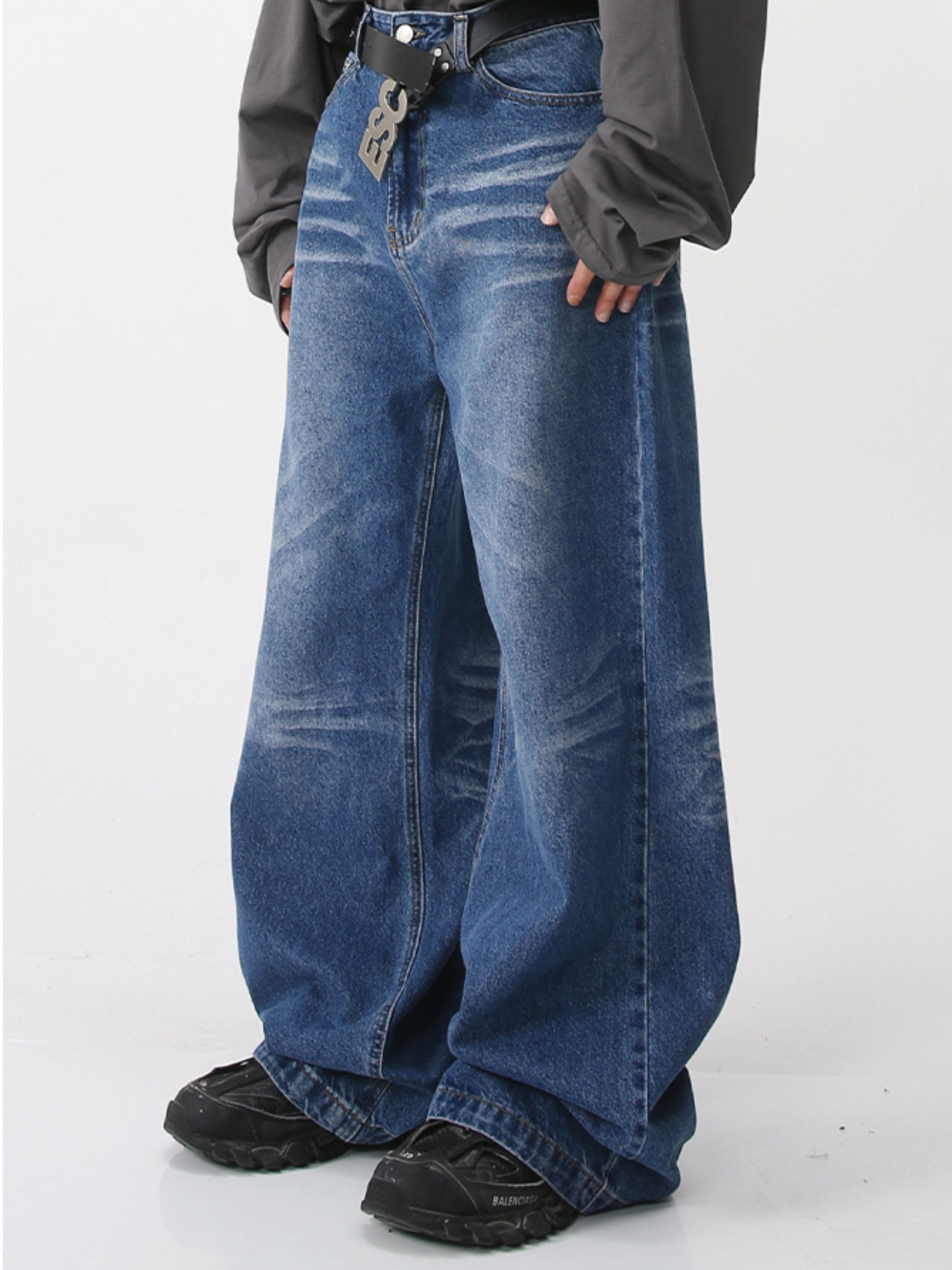 Washed Whisker Wide Denim (2color)