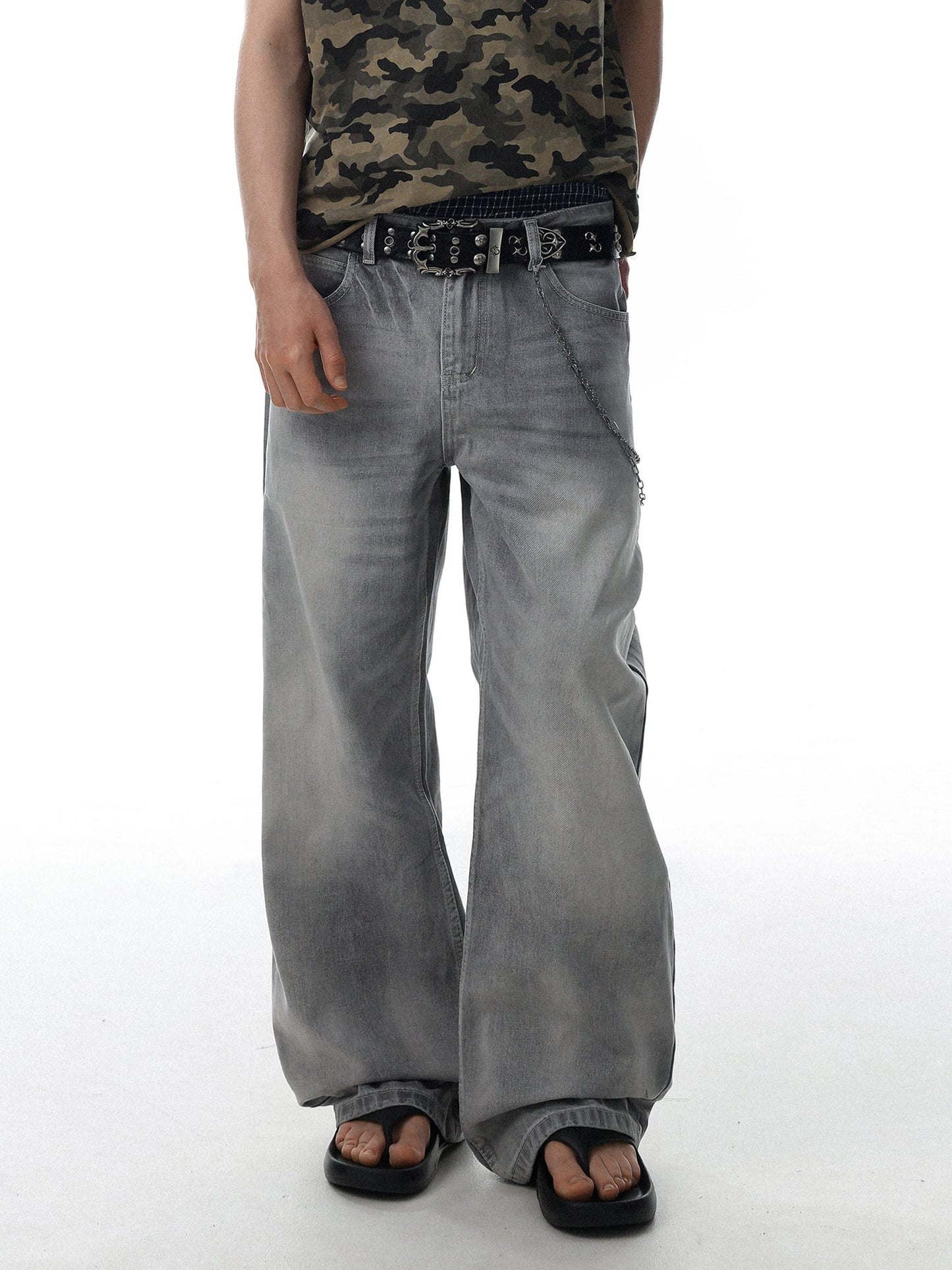 Washed Gray Baggy Denim