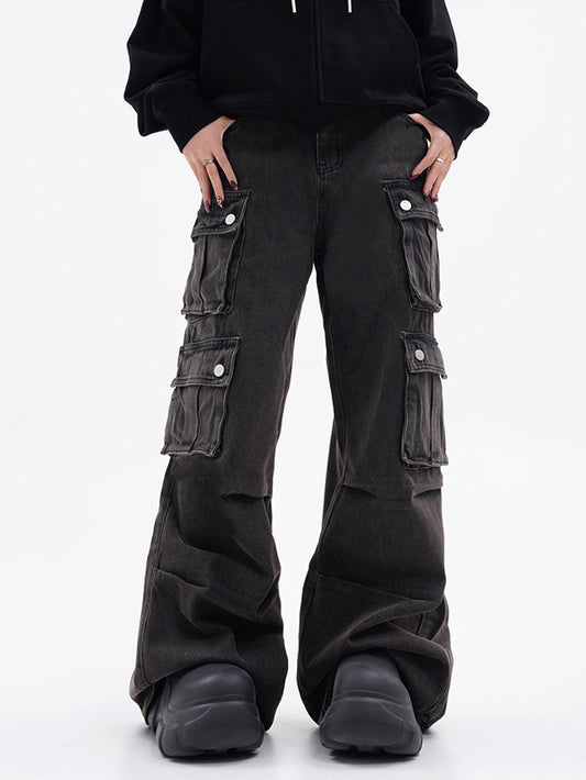 Baggy Denim Cargo Pants (2color)