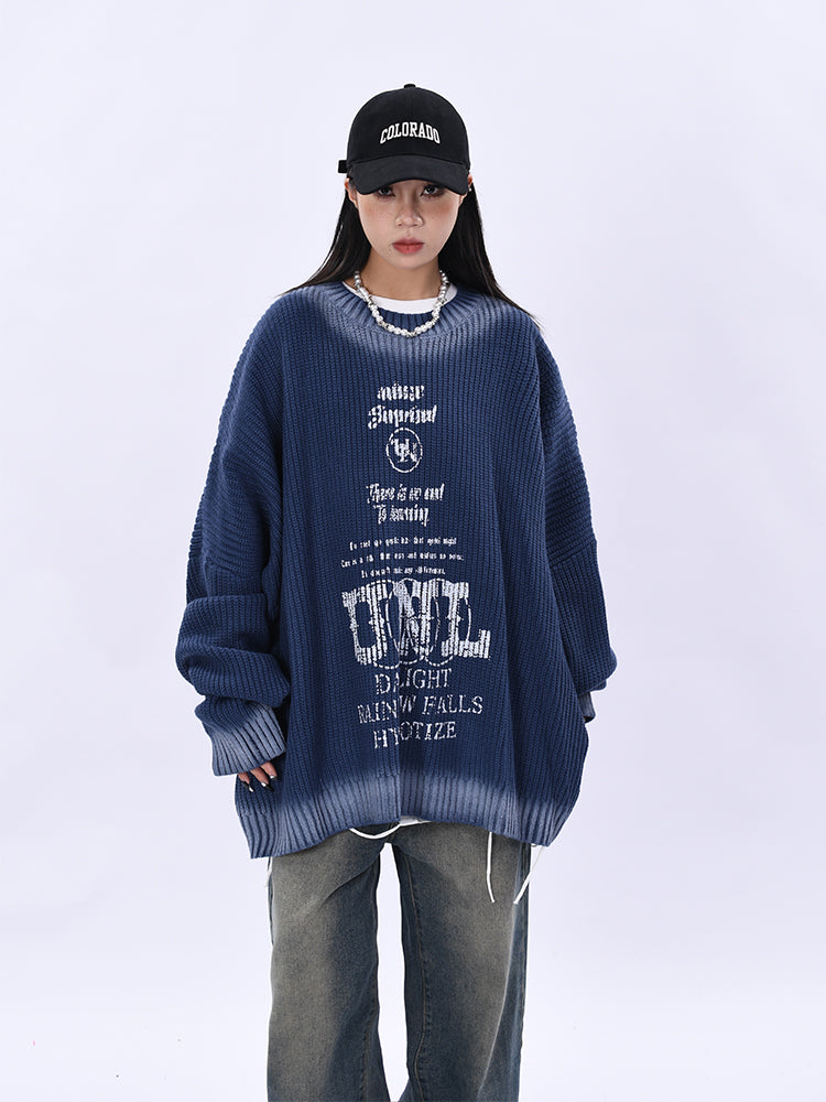 Sentence Gradation Knit Sweater (3color)