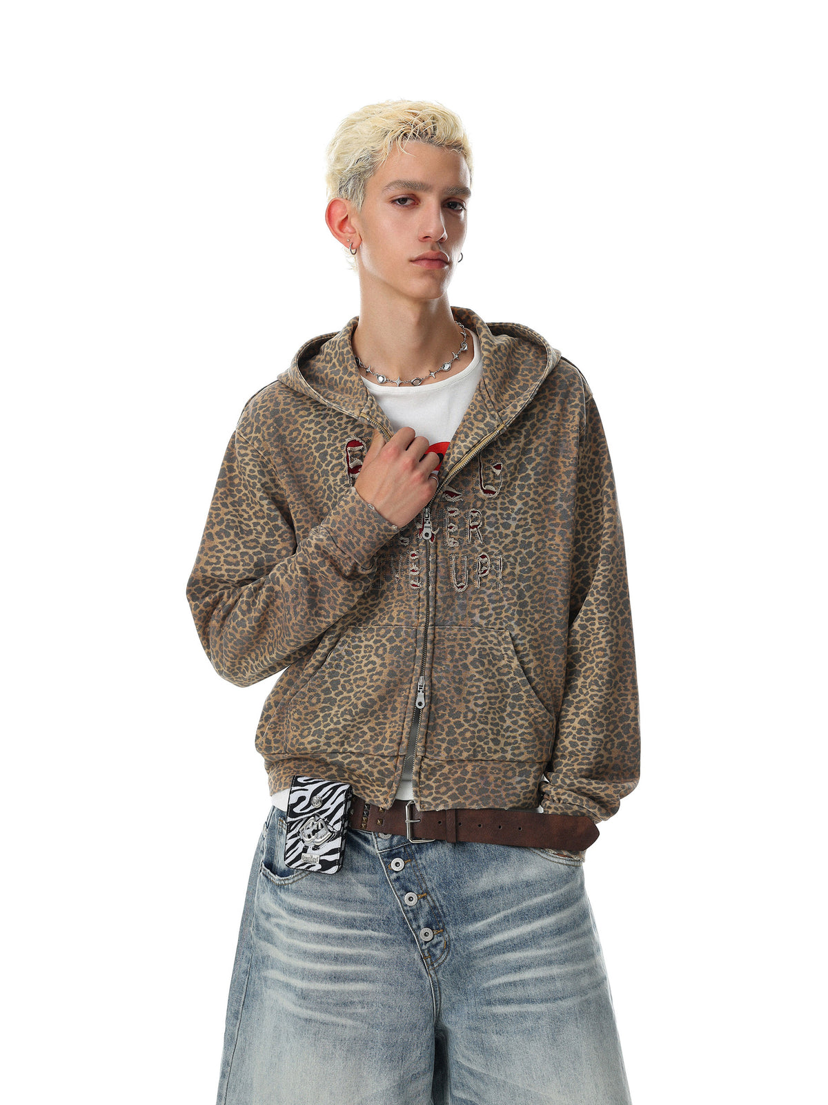 Raw-Vibe Leopard Heavyweight Sweat Hoodie
