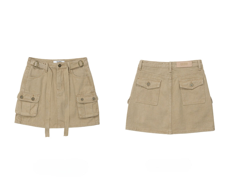 BELT SHORT CARGO SKIRT (2COLOR)