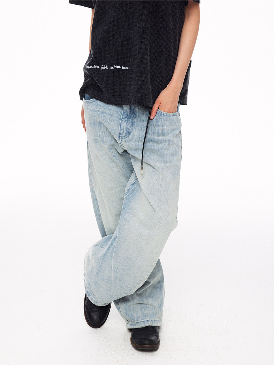 Vintage Cross-Studs Wide Leg Jeans
