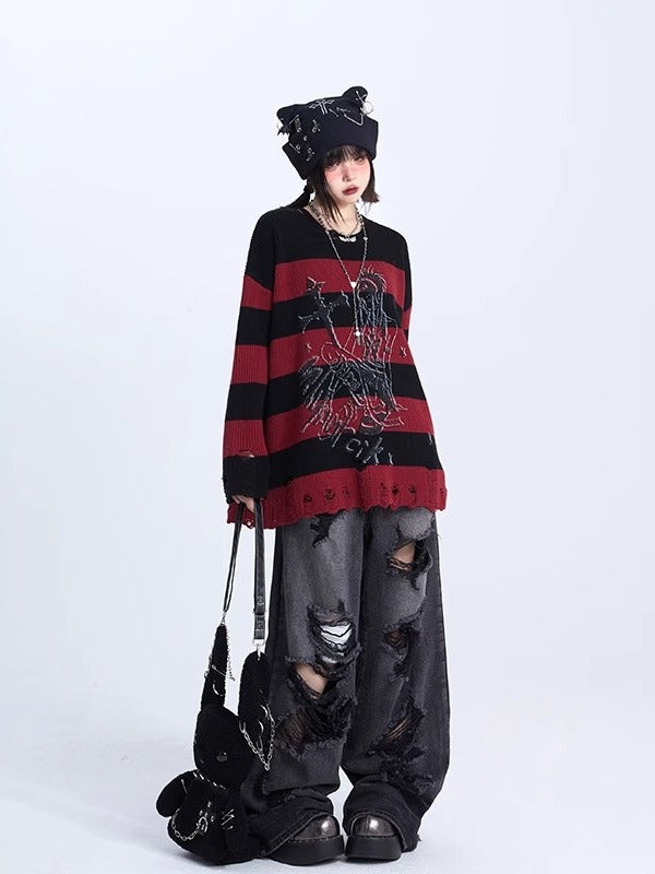 Punk Damage Stripes Knit Sweater