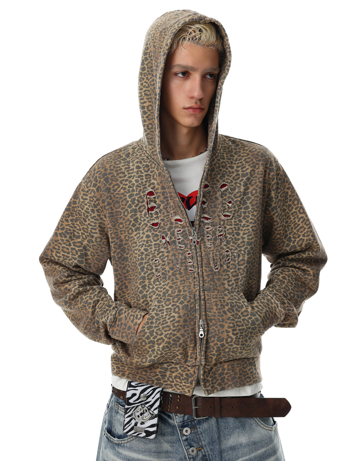 Raw-Vibe Leopard Heavyweight Sweat Hoodie