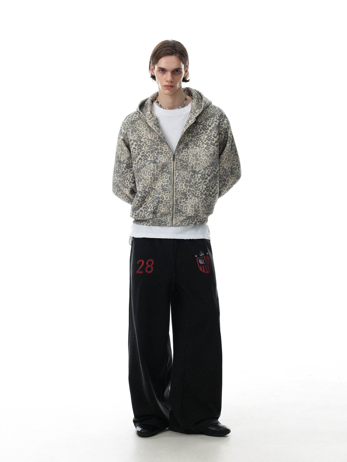 Heavy Leopard Boxy Zip-Hoodie