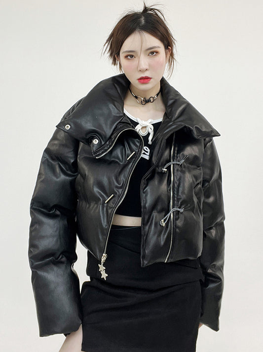 Cropped Shiny Down Jacket