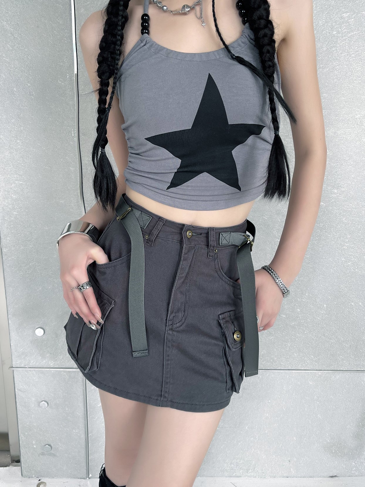 BELT SHORT CARGO SKIRT (2COLOR)