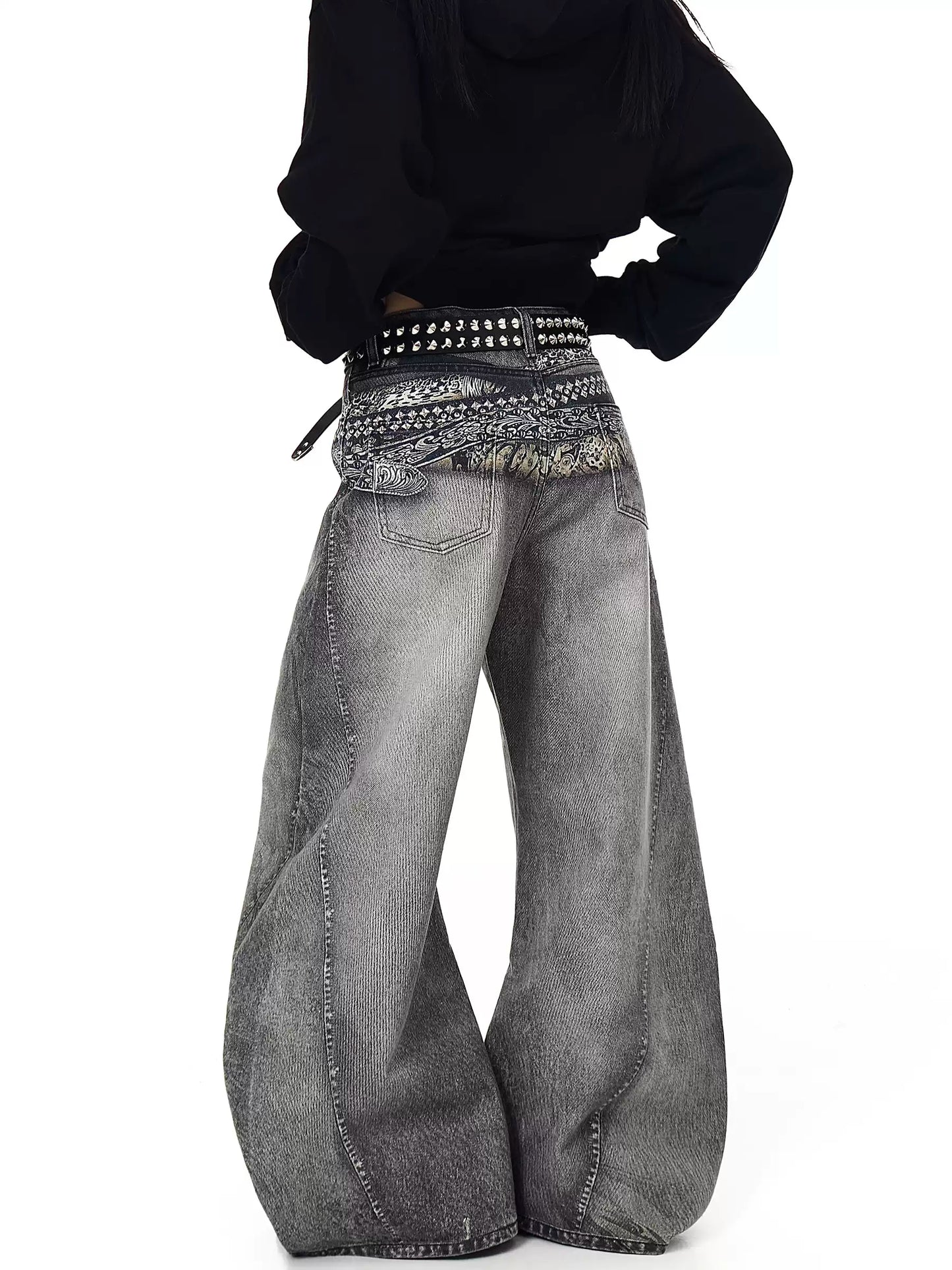 Belt Printing Washed Denim