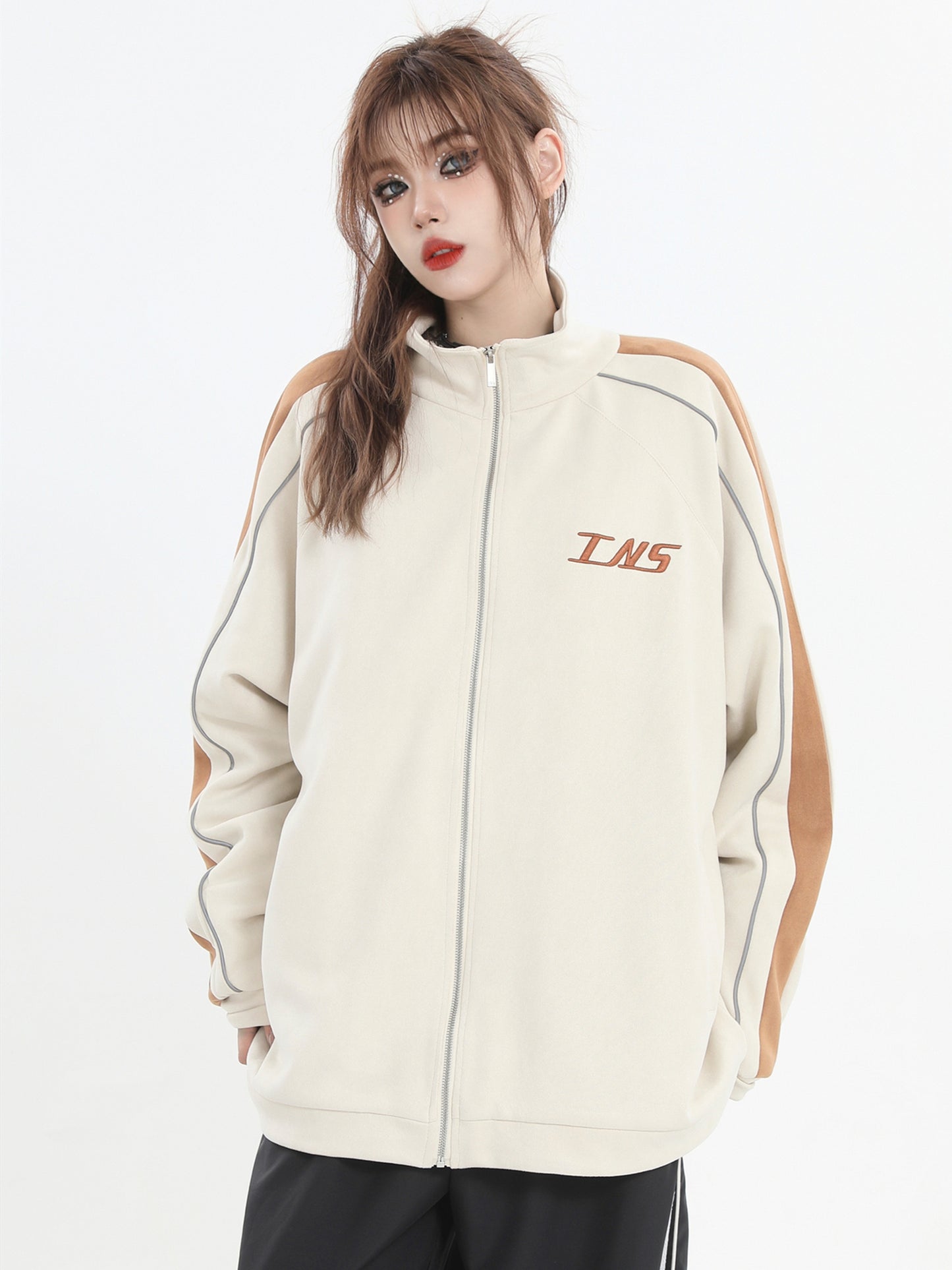 FLEECE LINE ZIPPER BLOUSON (2COLOR)