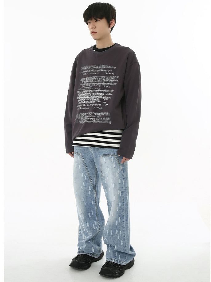 Letter Print Long T-shirt (2color)