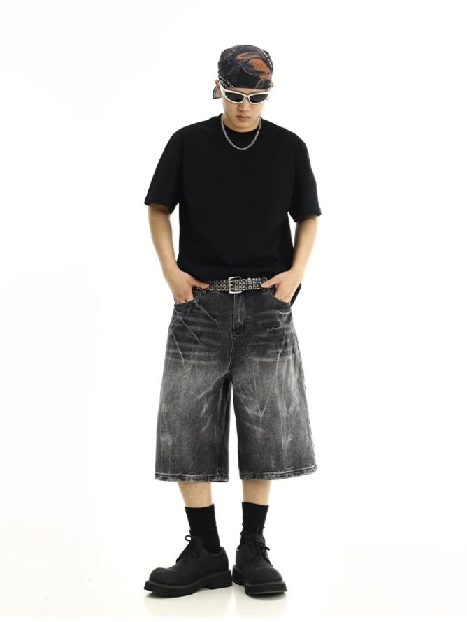 Black Whisker Faded Jorts