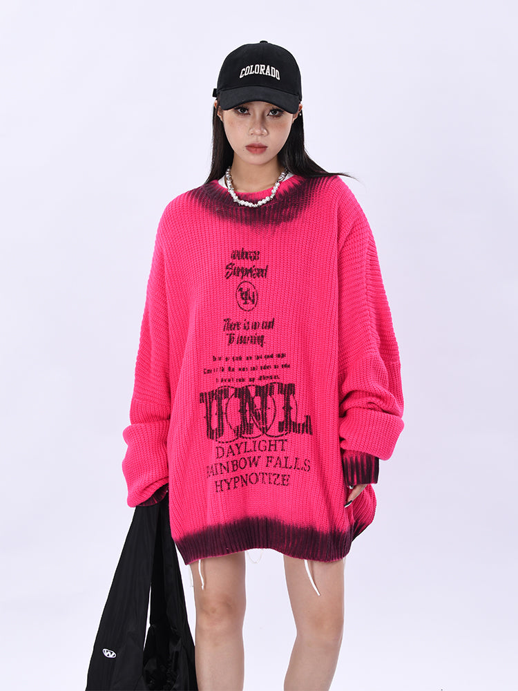 Sentence Gradation Knit Sweater (3color)