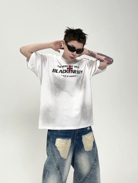 Cross Letter Print T-shirt