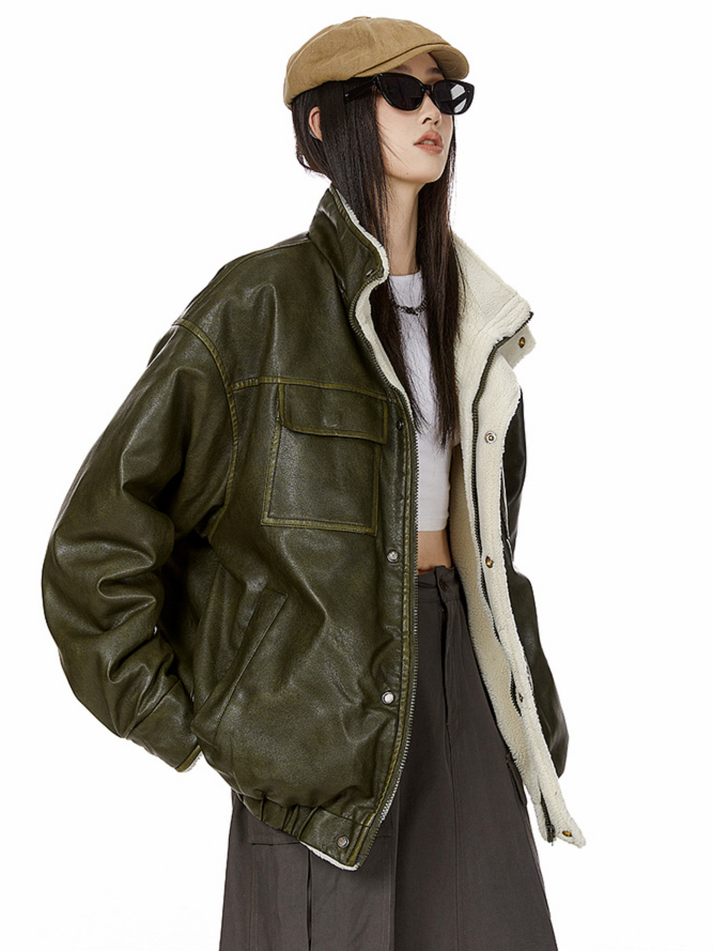 Boa Lining Leather Jacket (3color)