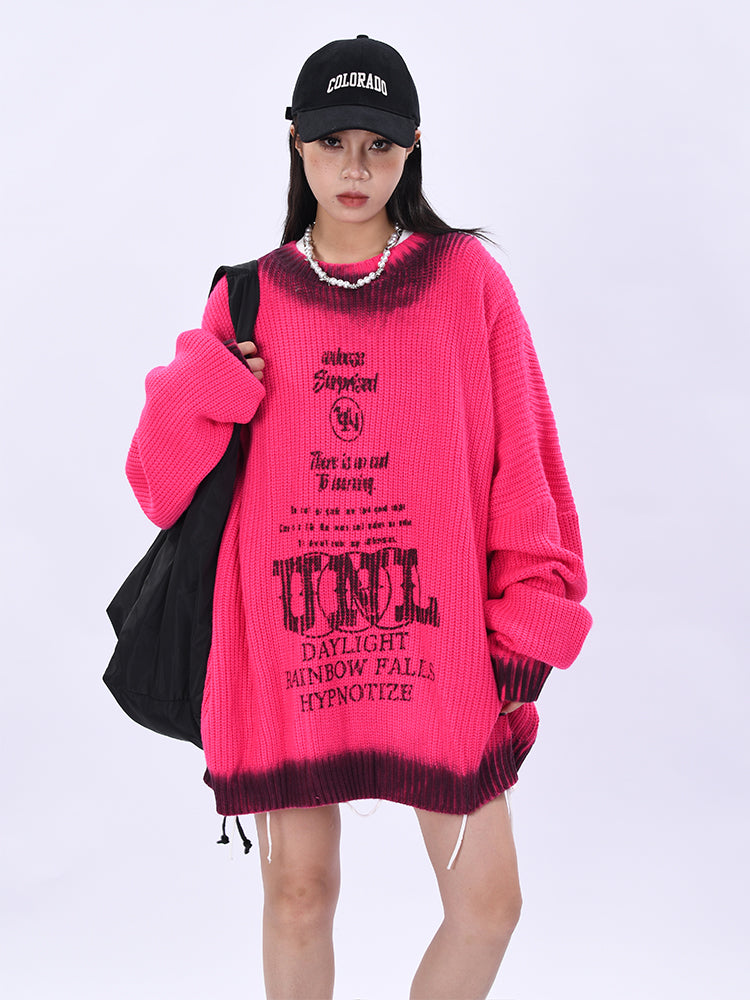 Sentence Gradation Knit Sweater (3color)