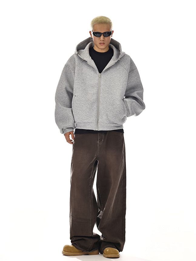 Pierced Boxy Zip Hoodie (2color)