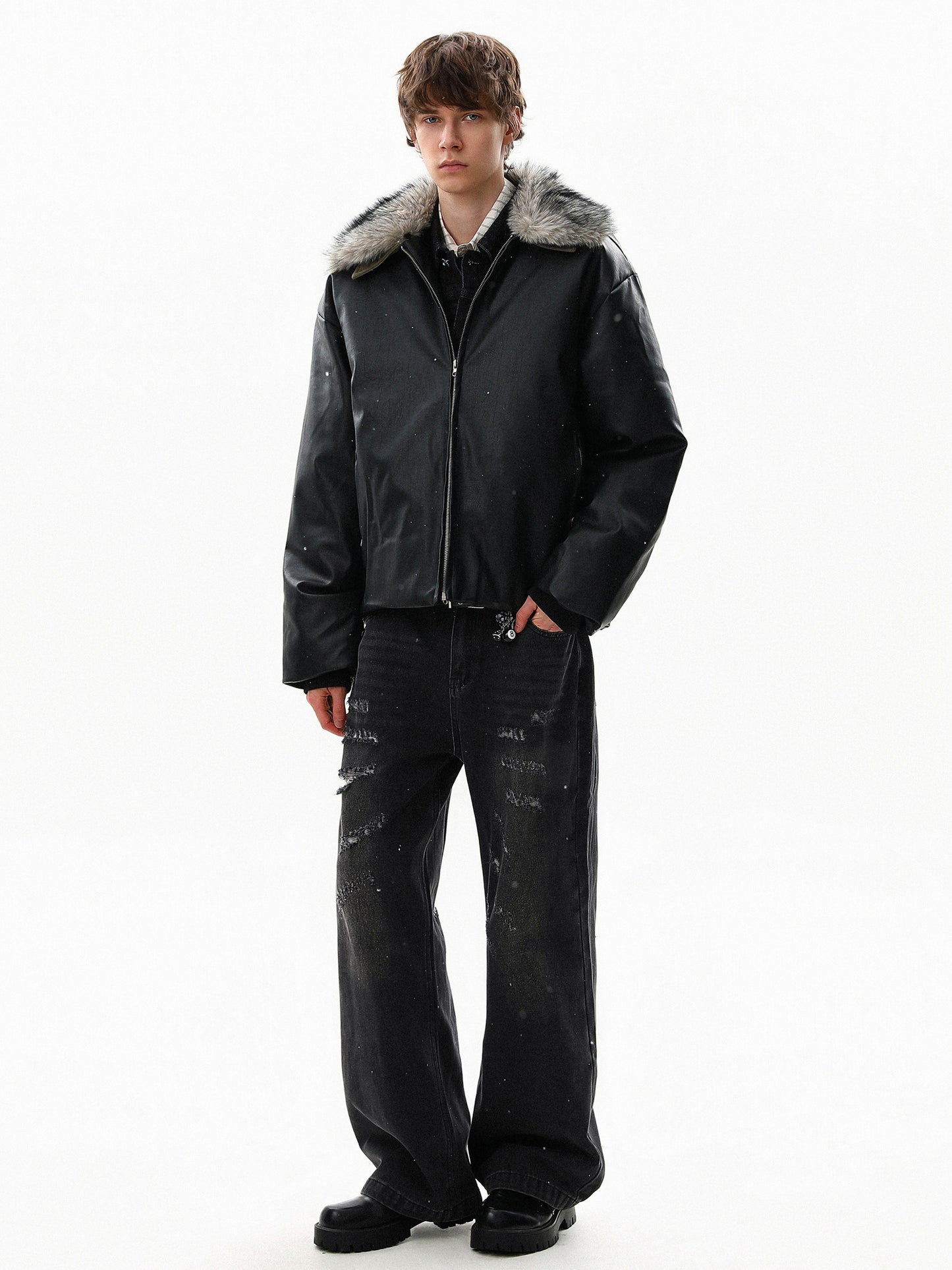Fur Collar Leather Blouson