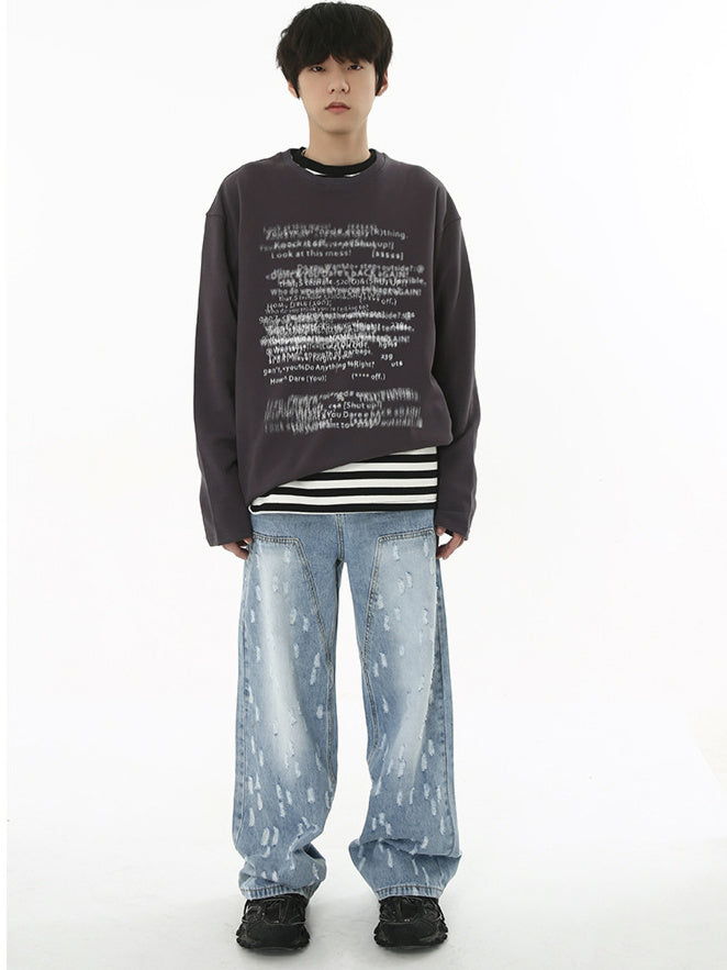 Letter Print Long T-shirt (2color)